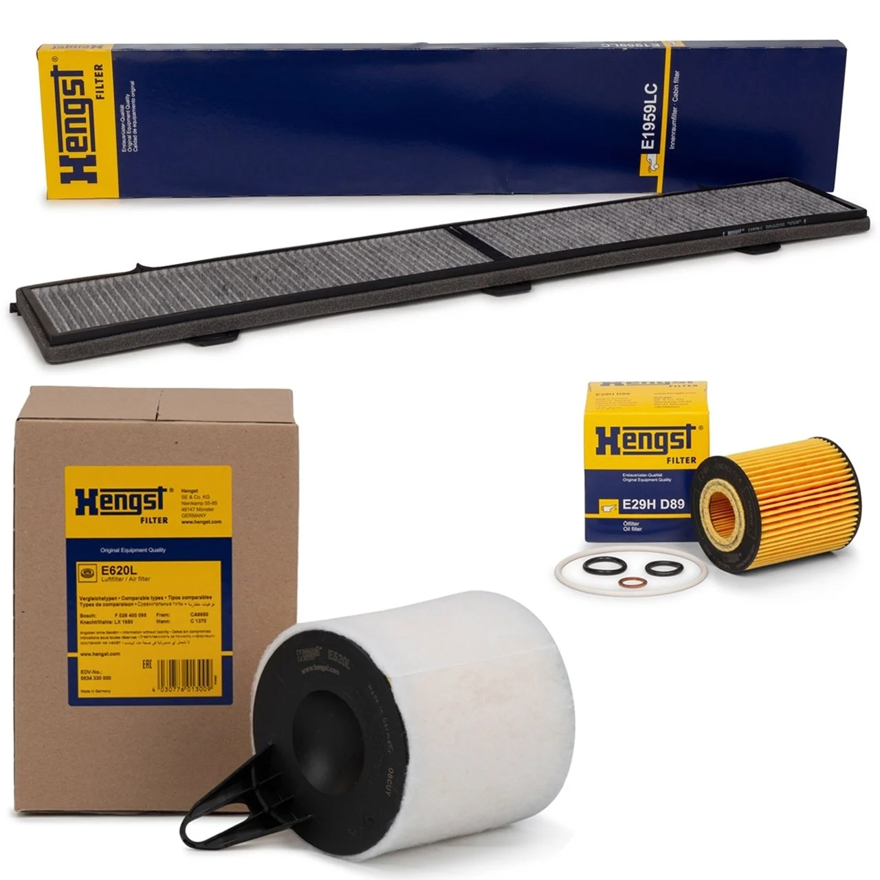 Bmw E90 Kasa 316i Periyodik Bakım Filtre Seti Hengst Marka Yağsız E1959LC-E29HD89-E621L