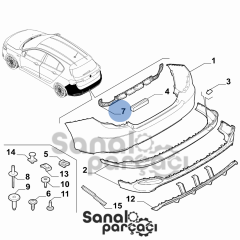 Fiat Egea HB Arka Tampon Orta Ayağı Orijinal Opar 52091328-52015955