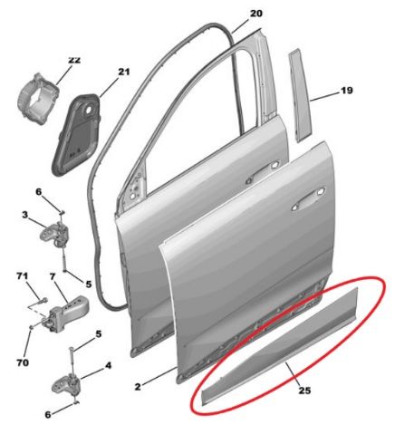 Peugeot 3008 Sol Ön Kapı Koruyucu Plastik Çıtası Parlak Siyah Psa Marka 98437697XK