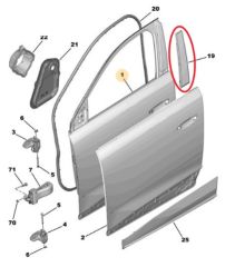 Peugeot 3008 Sağ Ön Kapı Direk Çıtası Psa Marka 9839761780