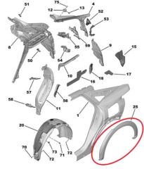 Peugeot 3008 Sol Arka Çamurluk Plastik Dodik Çıtası Hibrid Modeller Psa Marka 98541502XT