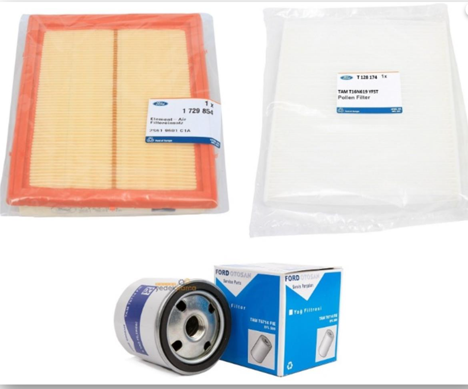 Ford Fusion 2002-2013 1.6 Benzinli Periyodik Yağ Bakım Filtre Seti Ford Orjinal Marka 1729854-97MM6714B7A-T128174