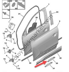 Citroen C4 Sol Ön Kapı Çıta Nikelajı Psa Marka 98353800VA