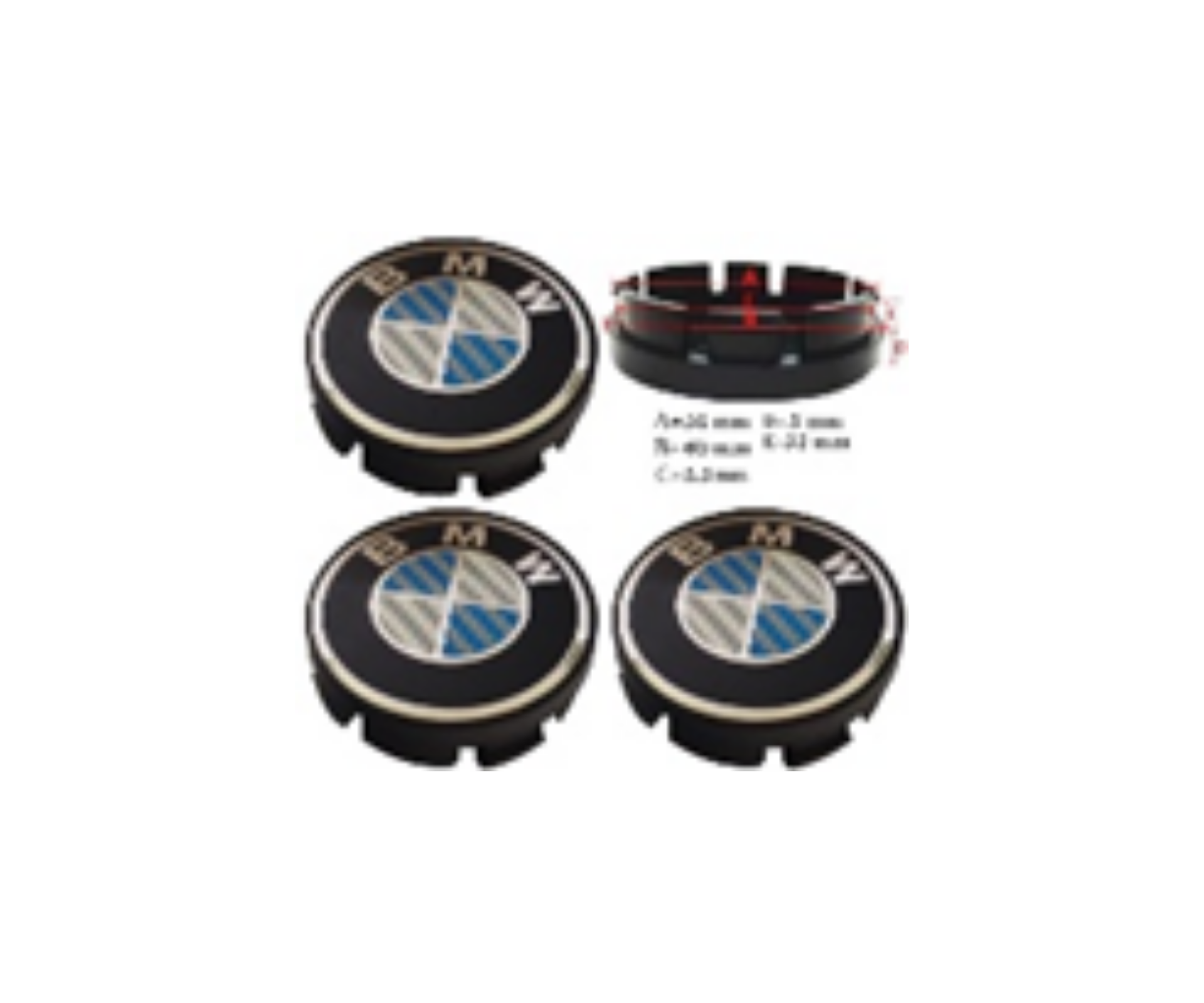 BMW Jant Kapak 56 - 60 mm Karbon Mavi İthal Marka 9071