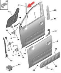 Citroen C3 Sağ Ön Kelebek Cam Çıtası Psa Marka 9813154980